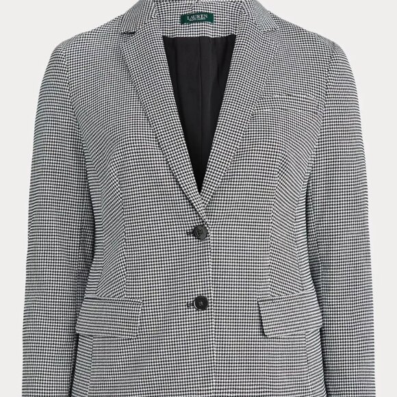 Ralph Lauren Women's Size 8 Black White Cotton Houndstooth Jacket Blazer Classic - Picture 11 of 11